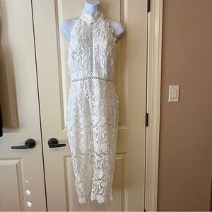 NWT Fashion Nova White Lisa Lace Midi Dress